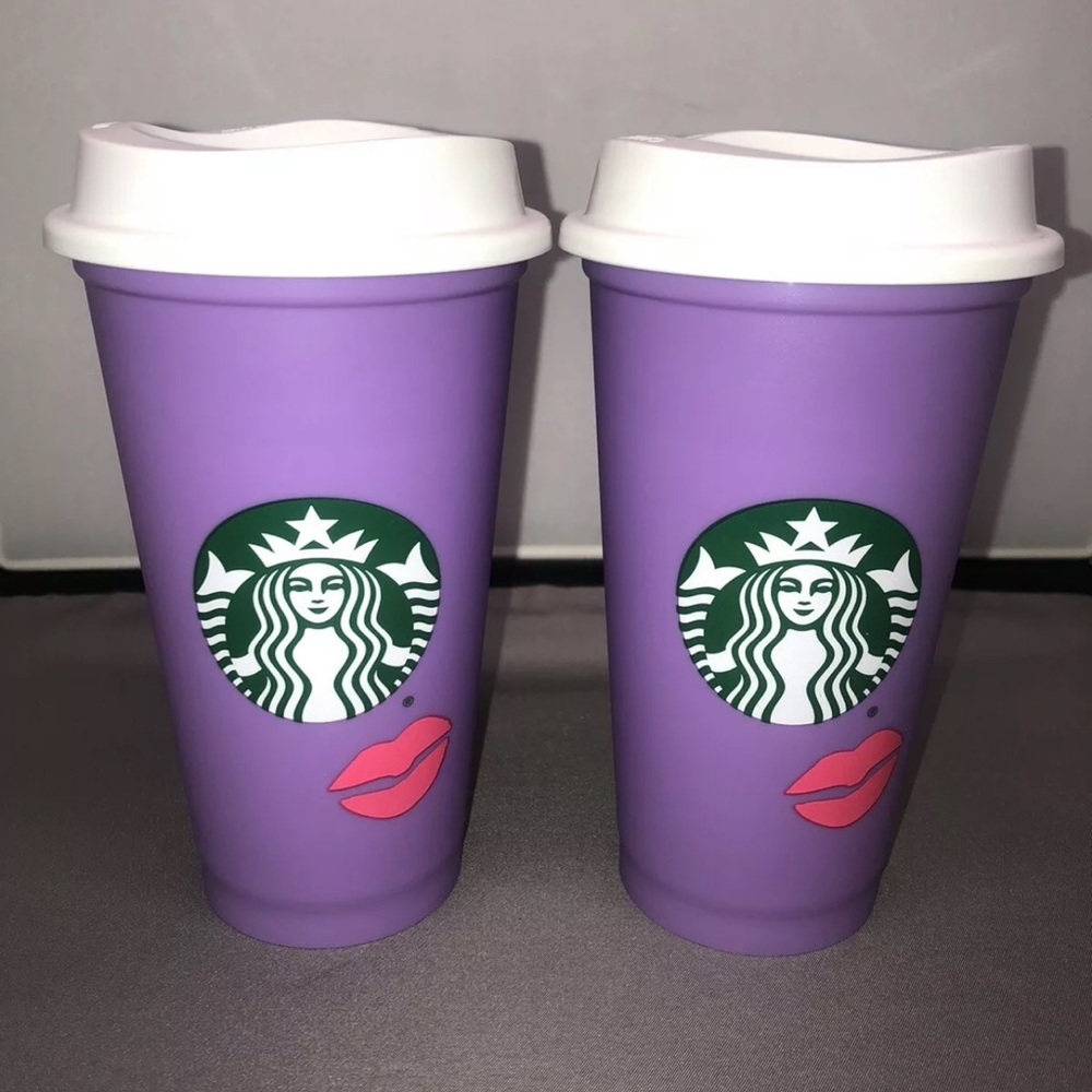 2 Starbucks 2021 Valentine Color Changing Lip Cups
